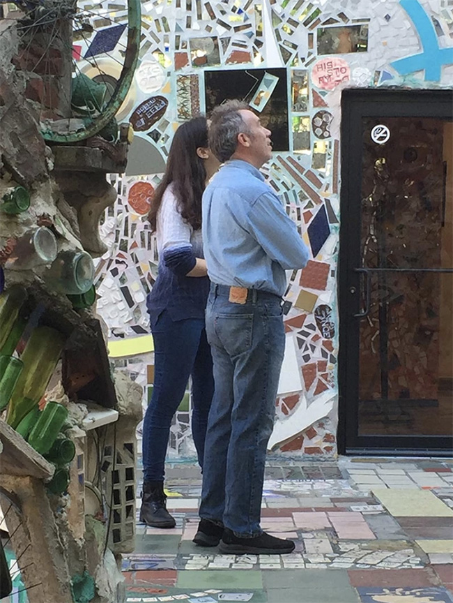 Maggy and Mike stand and admire Philadelphia's Magic Gardens