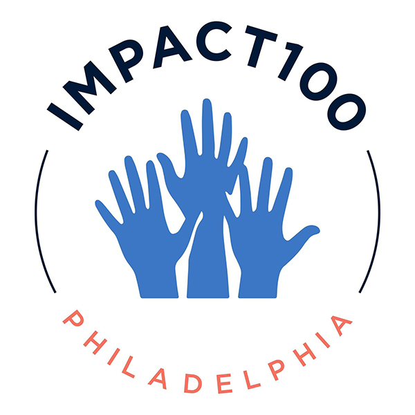 The impact 100 logo showing blue raised hands